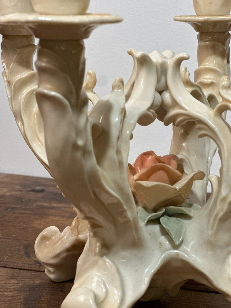 European Ceramic Candle Holder From The Beginning Of The 20th Century.-photo-1