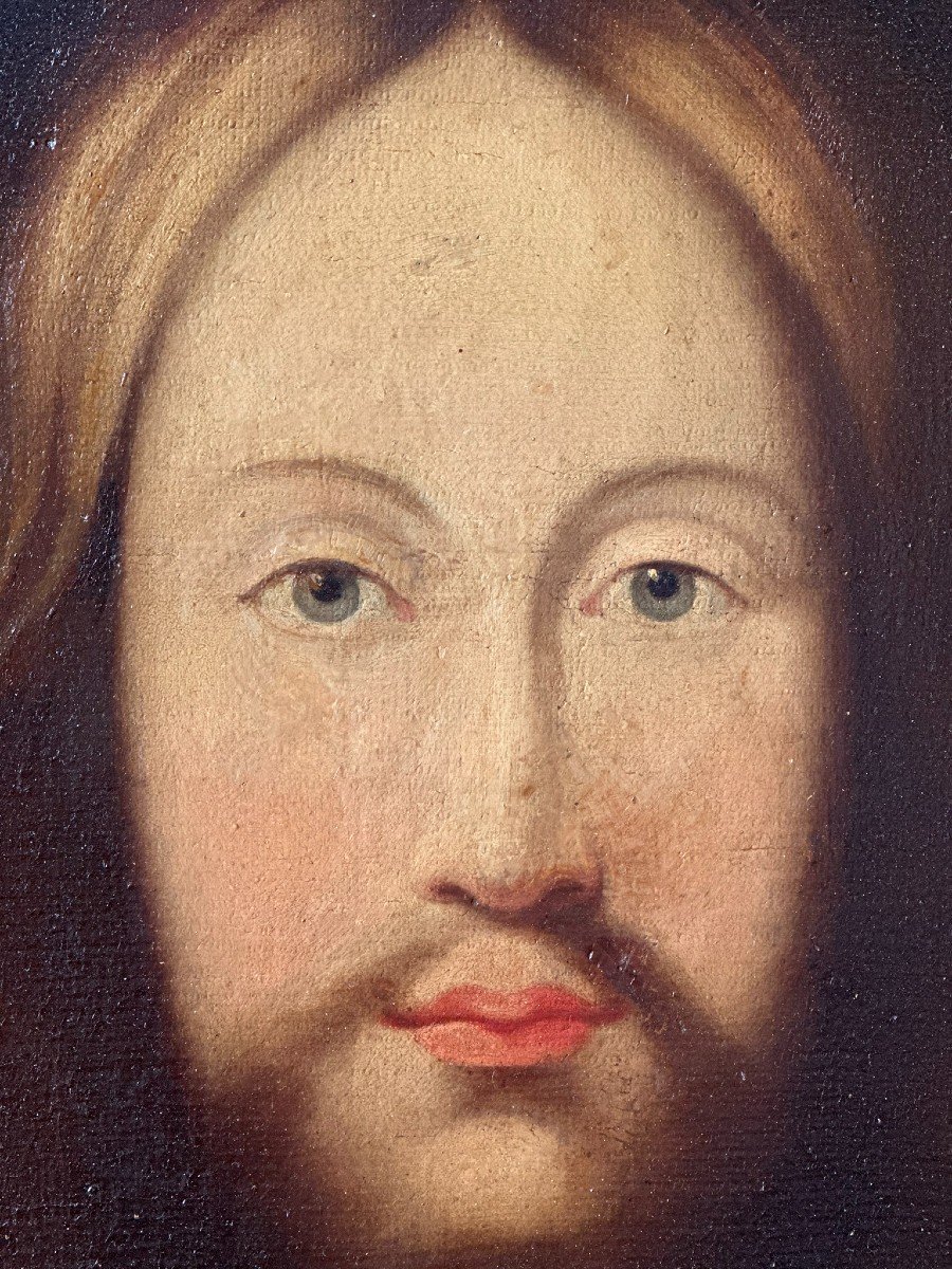 Jesus Christ In Oil On Canvas, 17th Century, Italian School-photo-2