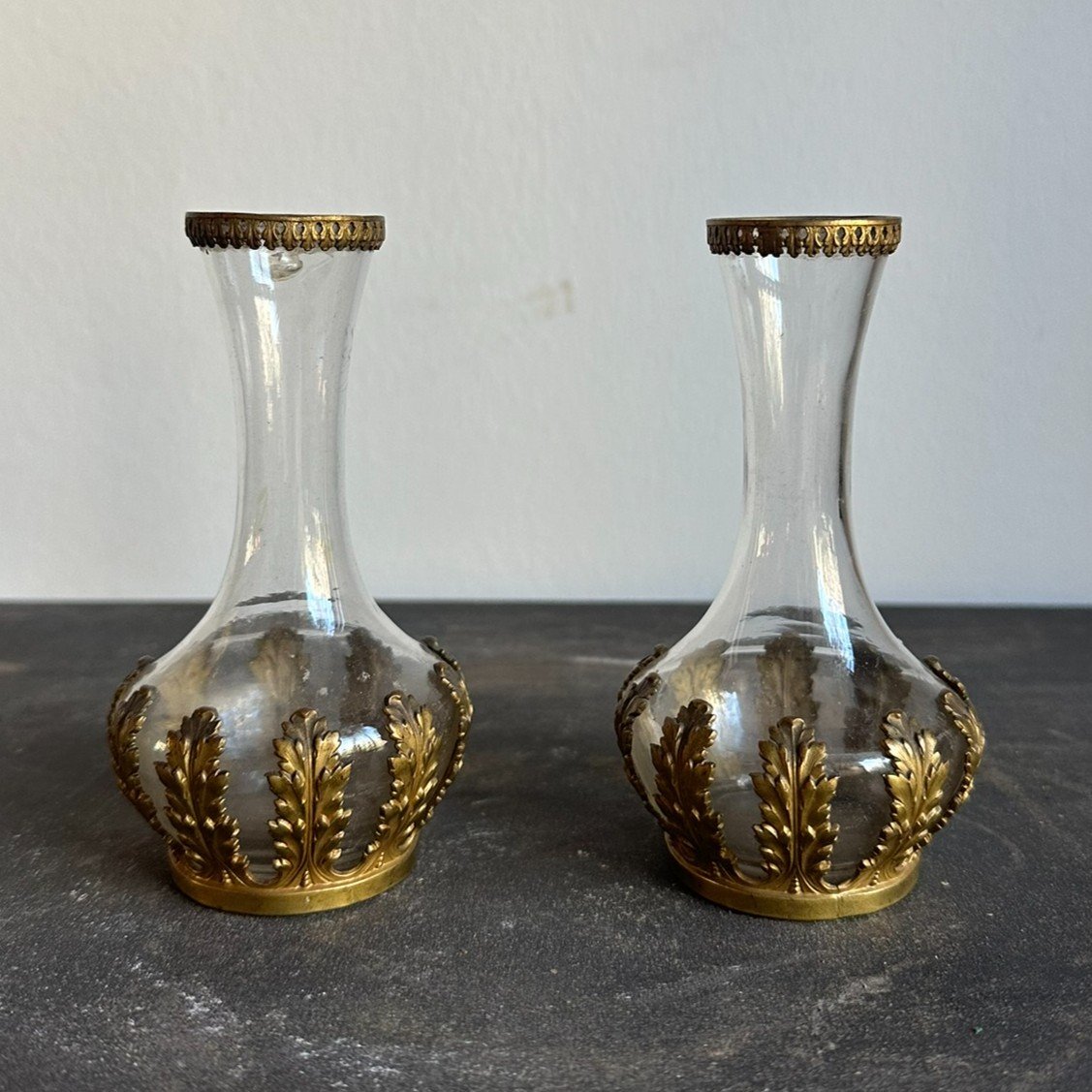 Vases en verre et bronze doré, période Napoléon III.