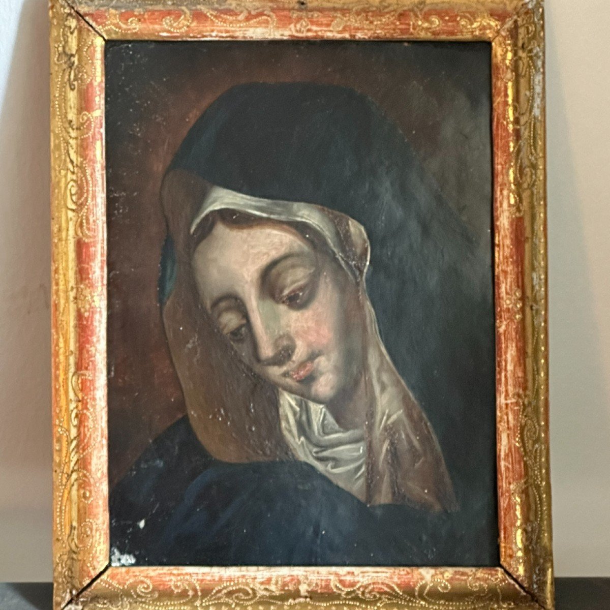Virgin In Oil On Copper From The 18th Century