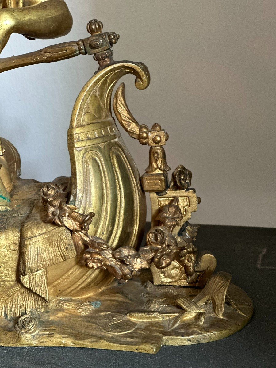 Corps d'horloge en bronze doré, époque Napoléon III-photo-3