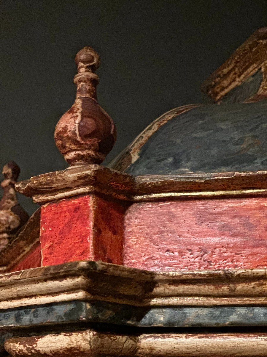 Niche en bois polychrome des XVIIe et XVIIIe siècles-photo-2