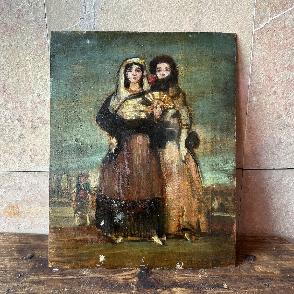 Esquisse à l'huile sur panneau de Federico Beltrán Masses