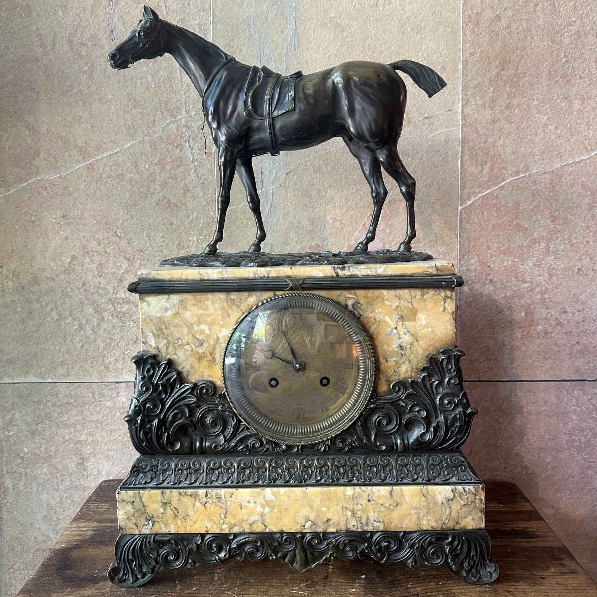 Bronze And Siena Marble Clock. 1820