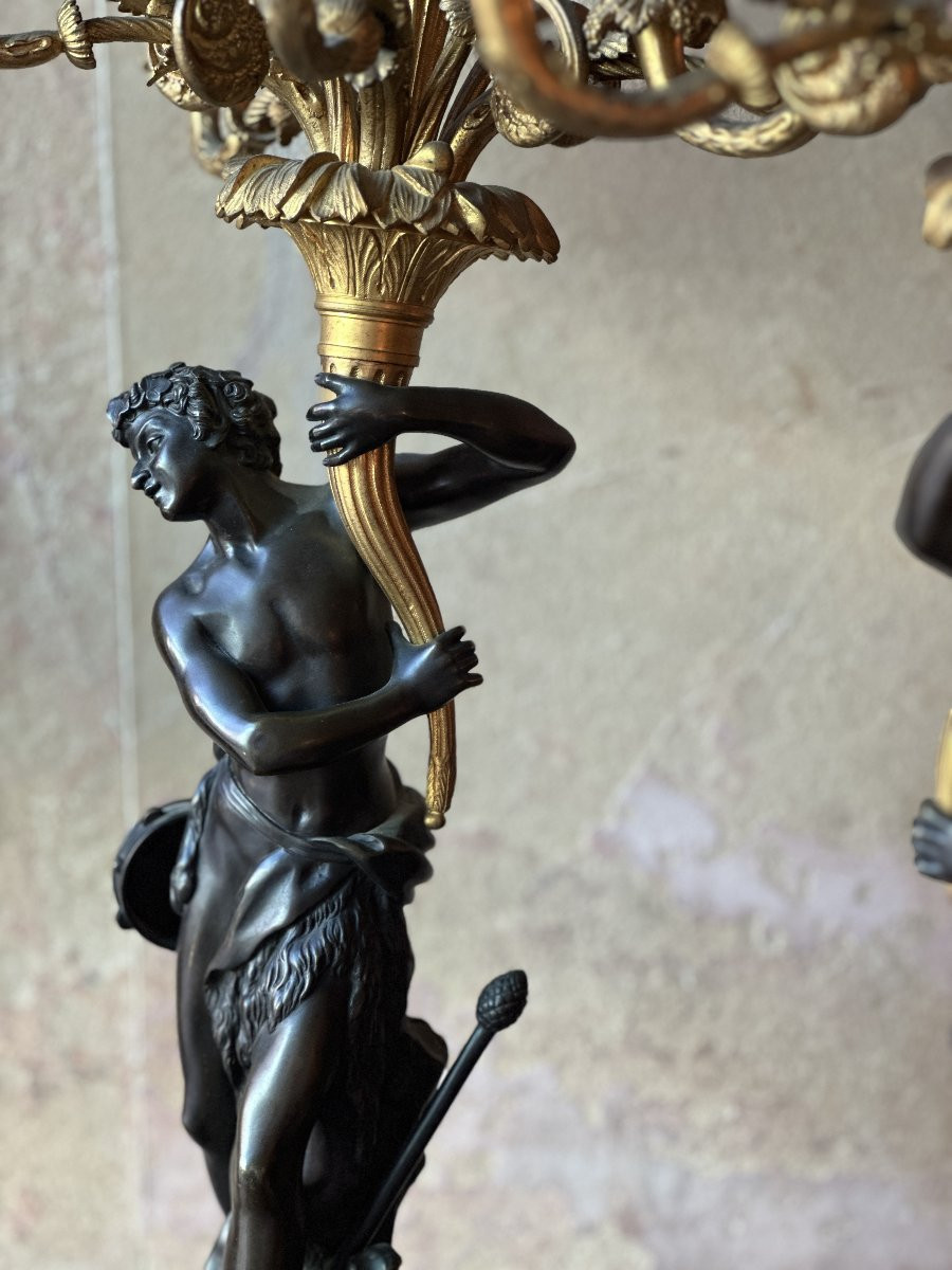 Pair Of Bronze And Gilt Bronze Candlesticks. Napoleon III.-photo-2