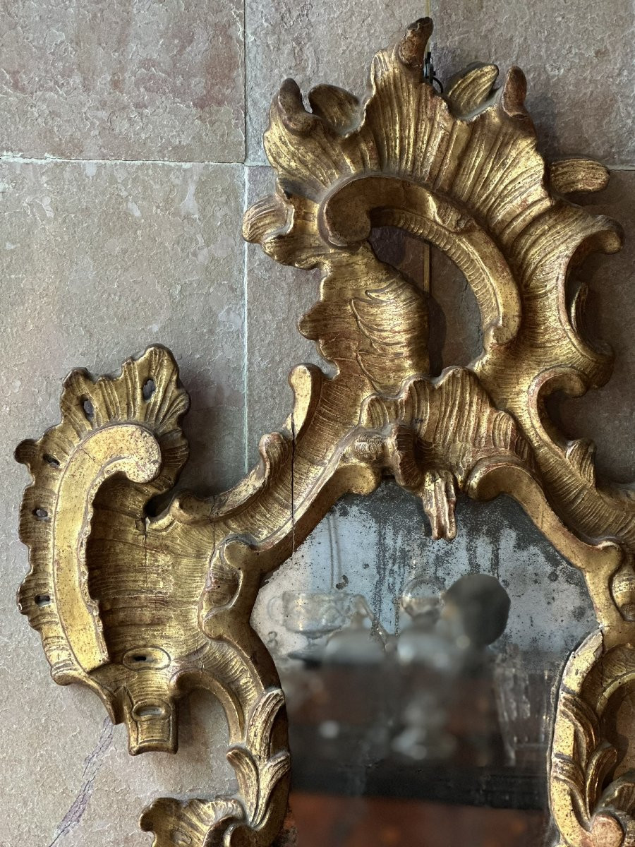 Carved And Gilded Wooden Mirror. Late 17th Century.-photo-2