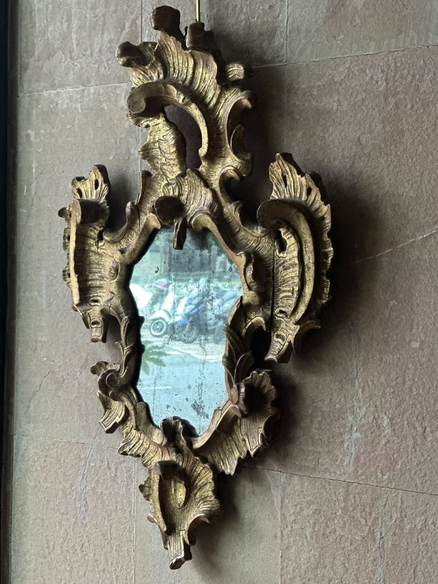 Carved And Gilded Wooden Mirror. Late 17th Century.-photo-4