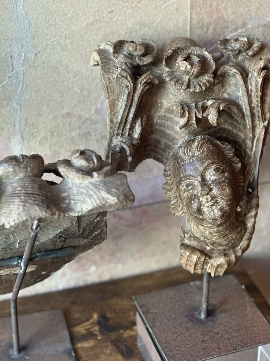 Pair Of Angels Carved In Wood. Late 17th Century - Early 18th Century.-photo-4
