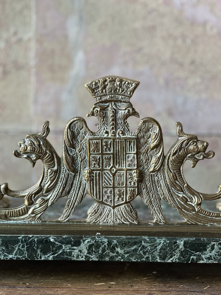 Early 20th Century Bronze And Marble Inkwell-photo-5