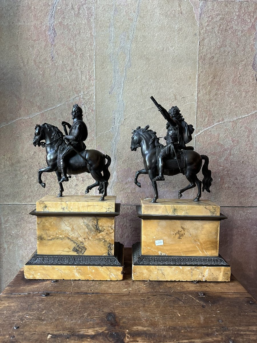 Paire de bronzes Henri IV et Louis XIV-photo-3