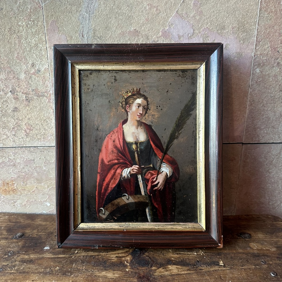 Oil On Copper Representing Saint Catherine, 18th Century
