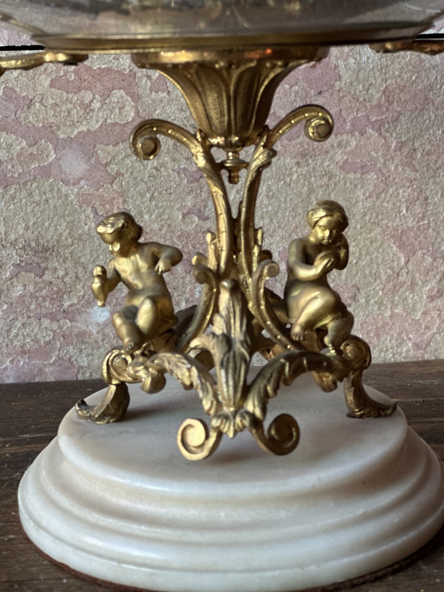Gilt Bronze Tray With Painted Decoration, 19th Century-photo-1