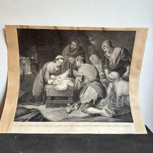 Gravure de la Nativité sur un tableau de Murillo