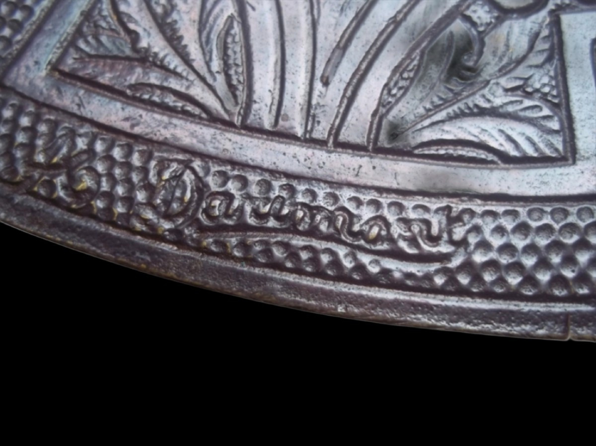 Bronze Crucifix, Signed And Carved On Both Sides.-photo-4