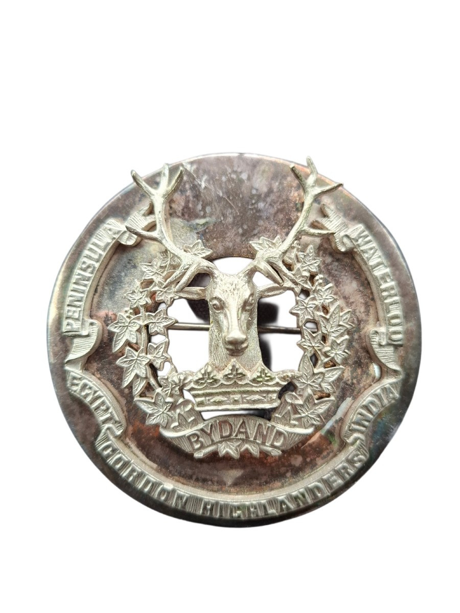 Broche En Argent Plaqué à Carreaux Des Officiers Gordon Highlanders