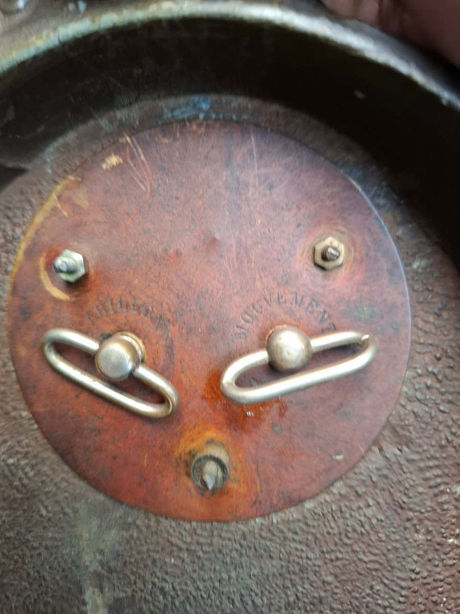 French Cuirassier Helmet, Made Of Metal As A Pendulum With Integrated Clock-photo-4