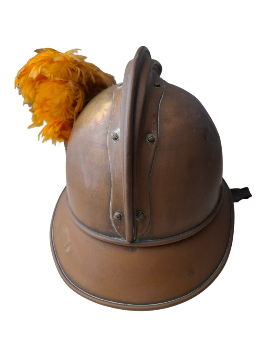 Brass Adrian-style French Firefighter's Helmet, First World War Era-photo-3