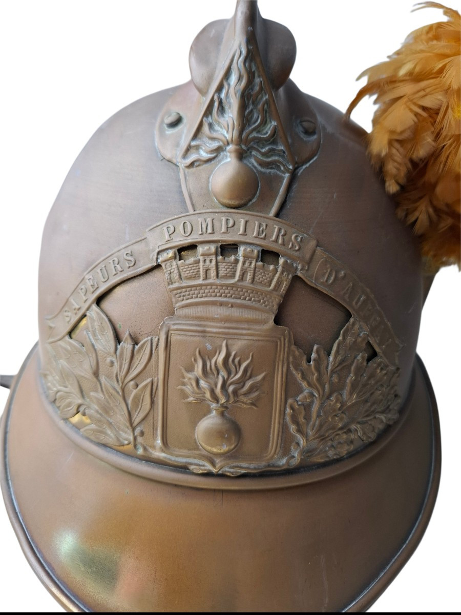Brass Adrian-style French Firefighter's Helmet, First World War Era-photo-1