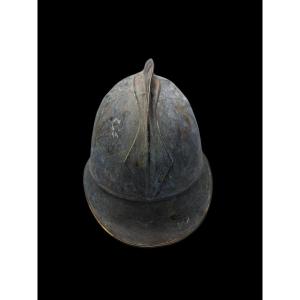German Firefighter's Helmet, 1880, Unrestored. Attic Rediscovered.