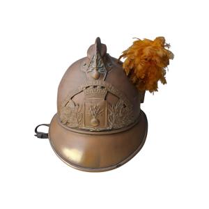 Casque en laiton de pompier français de style Adrian, époque Première Guerre mondiale