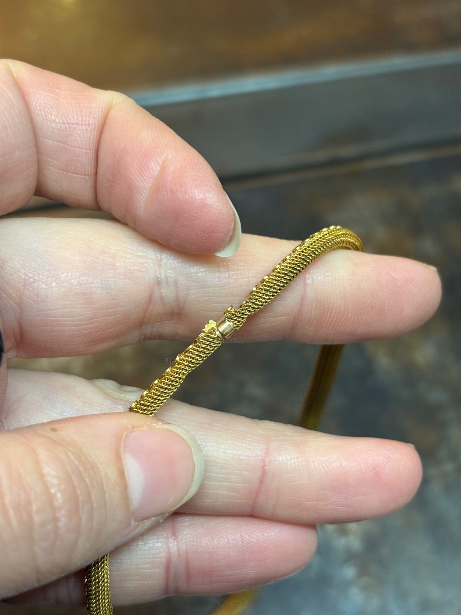 Collier or en maille souple-photo-7