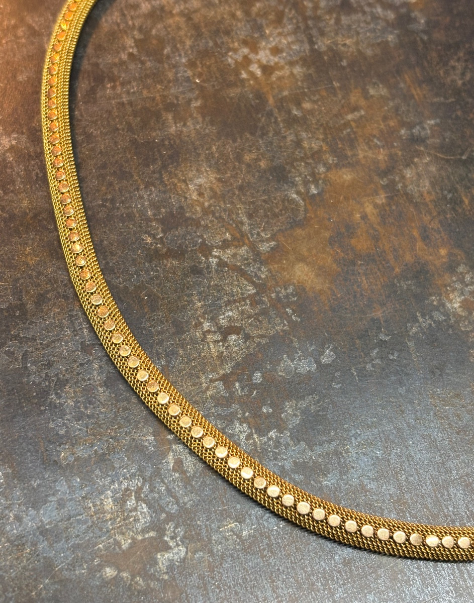 Collier or en maille souple