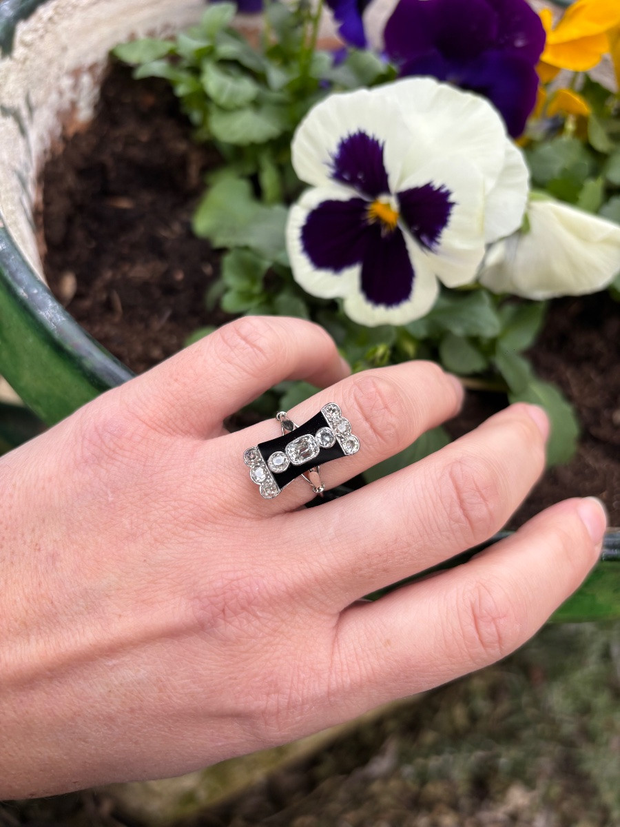 Art Deco Diamond And Onyx Ring-photo-2