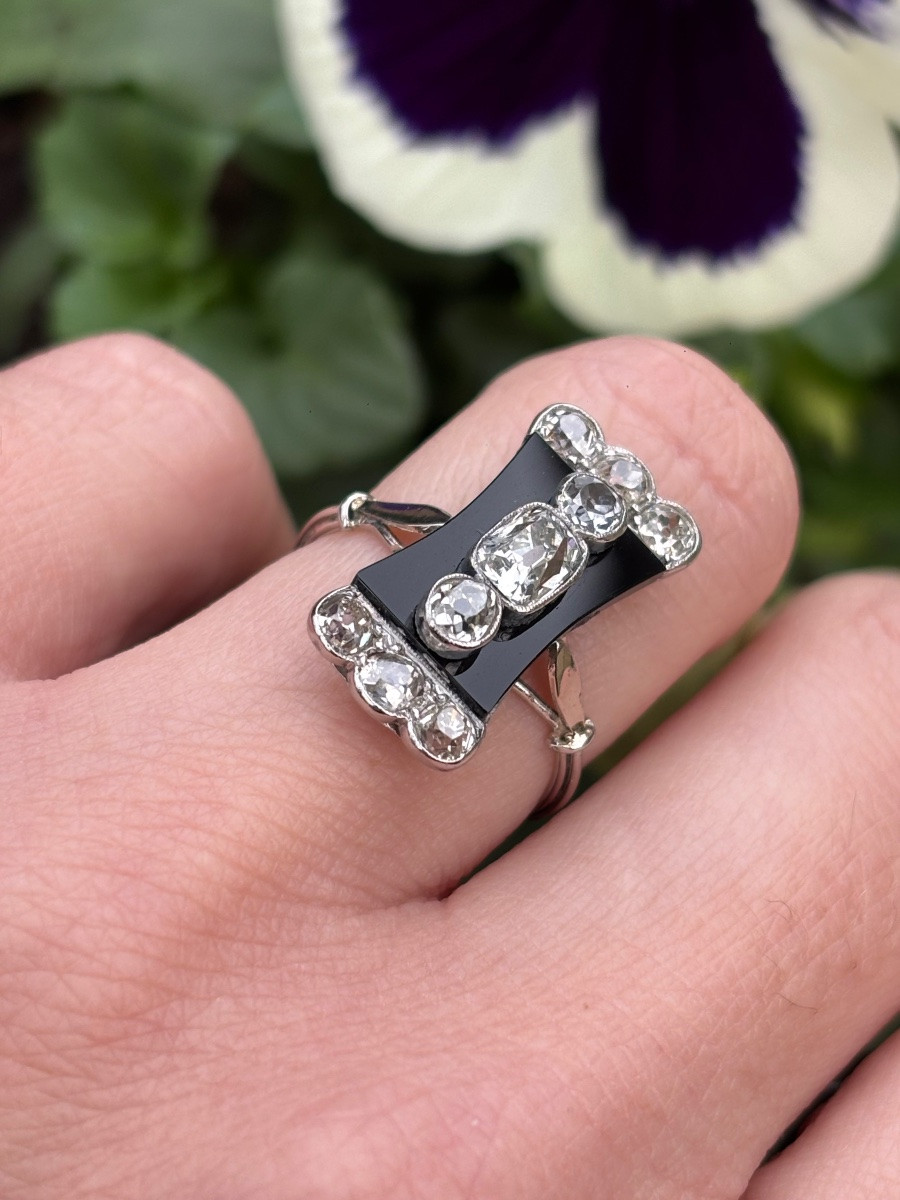 Art Deco Diamond And Onyx Ring-photo-3