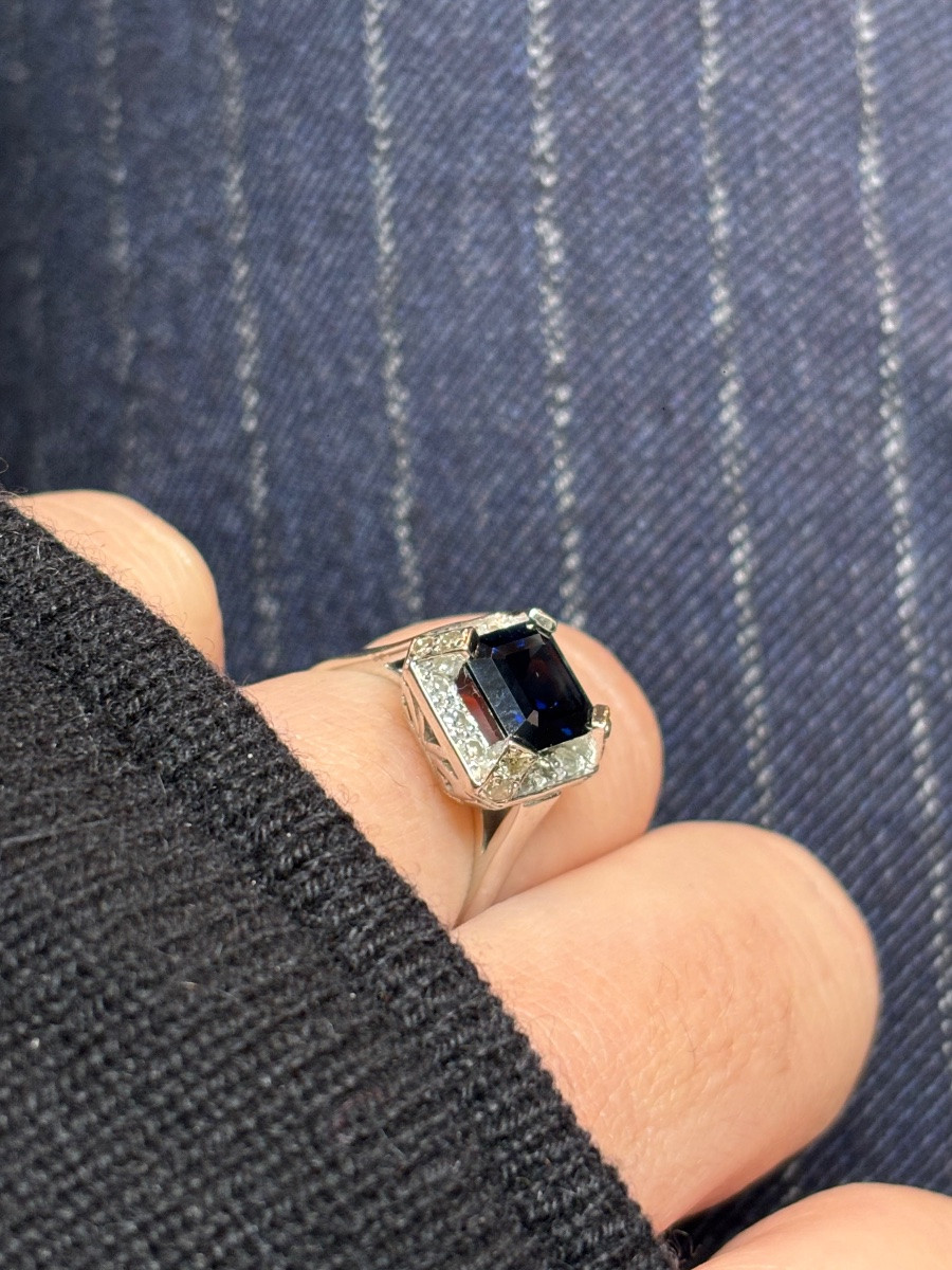 Art Deco Sapphire And Diamond Ring-photo-2