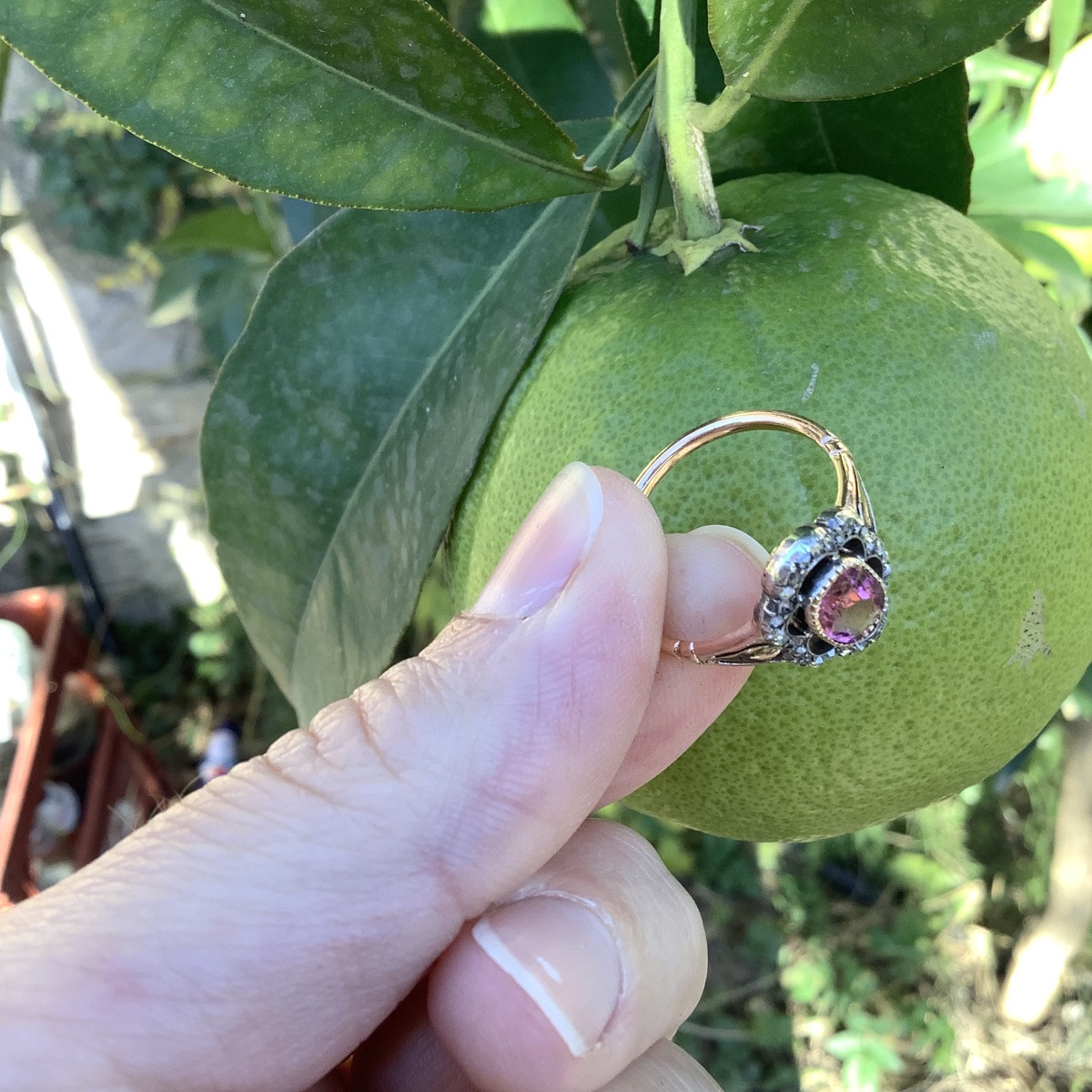 Bague topaze et diamant or et argent-photo-3