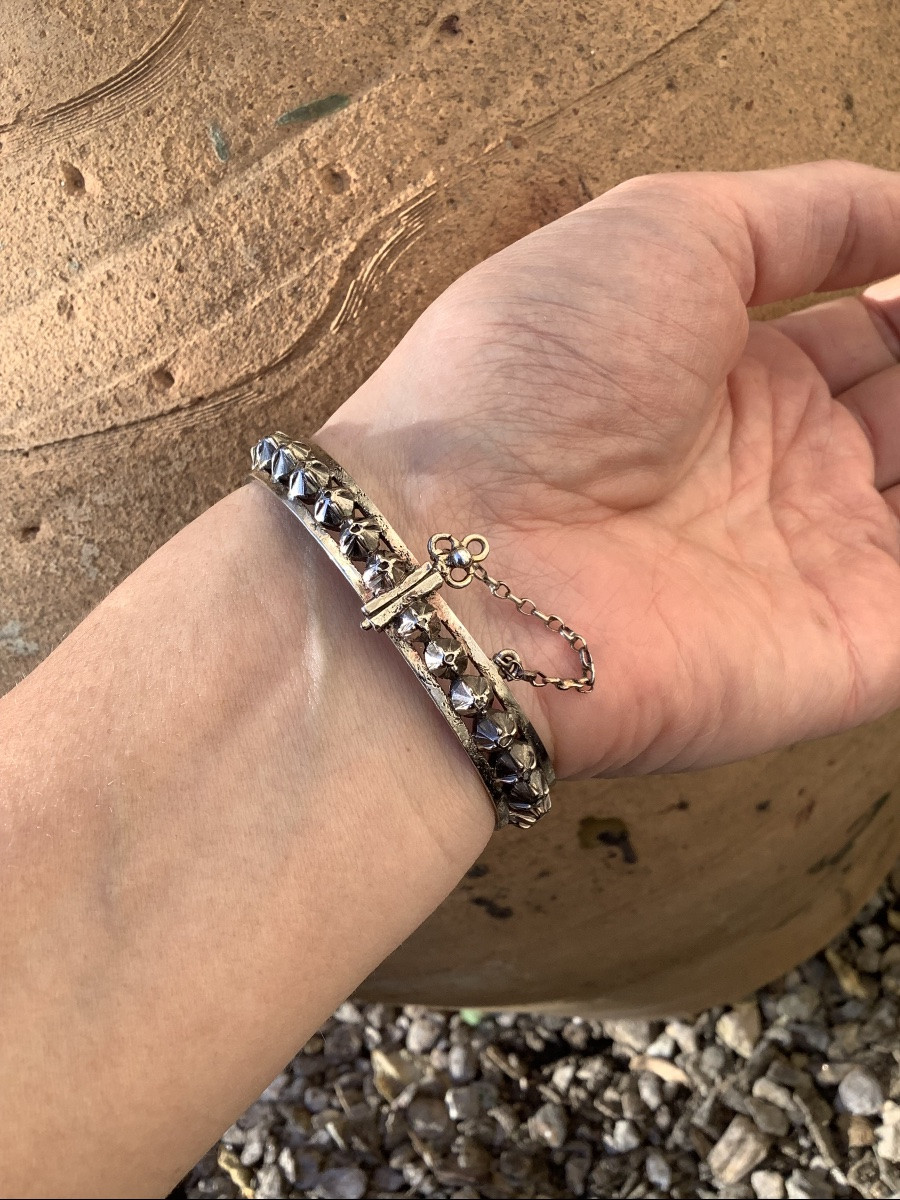 Bracelet Manchette articulé en argent et diamants -photo-2