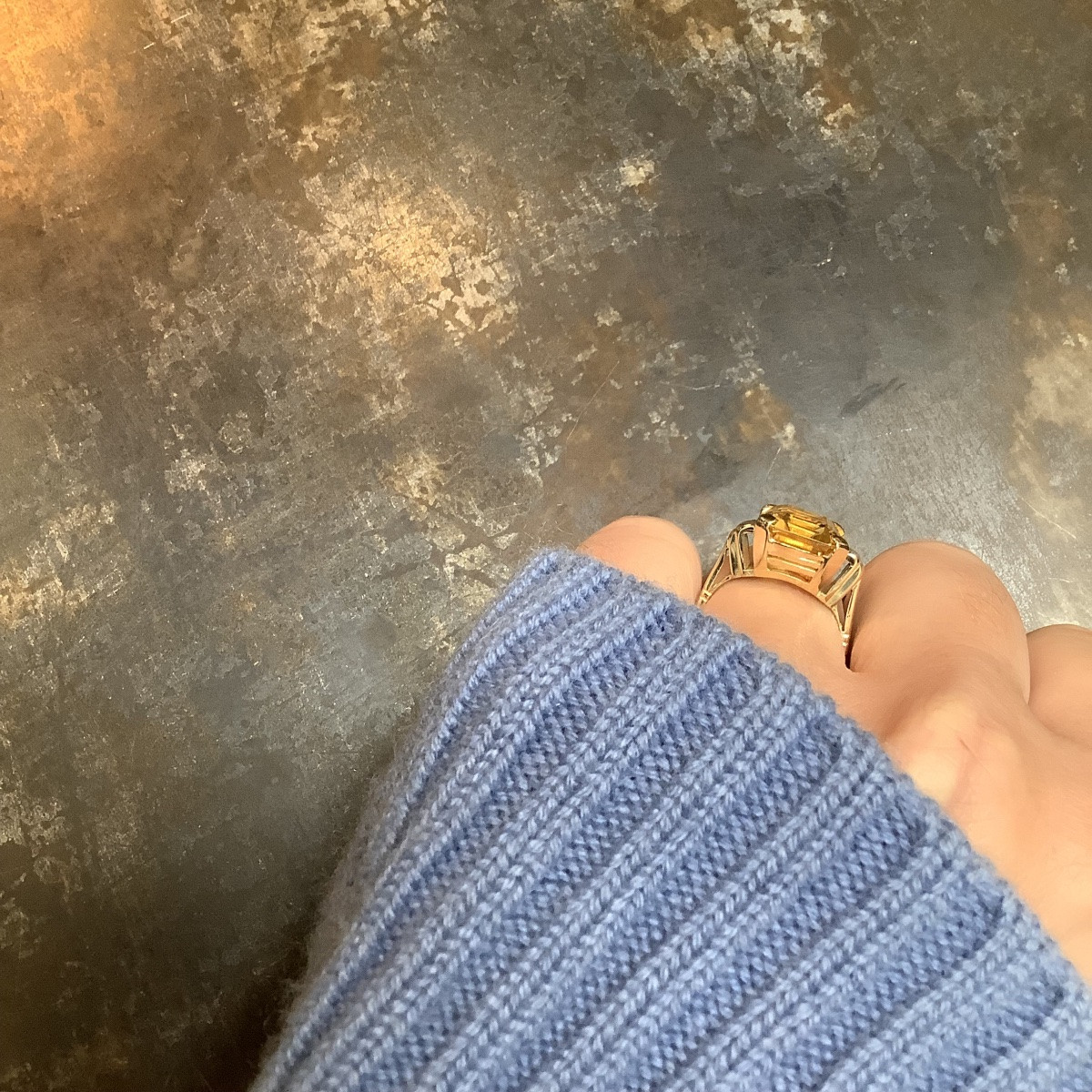 Art Deco Gold Citrine Ring -photo-4