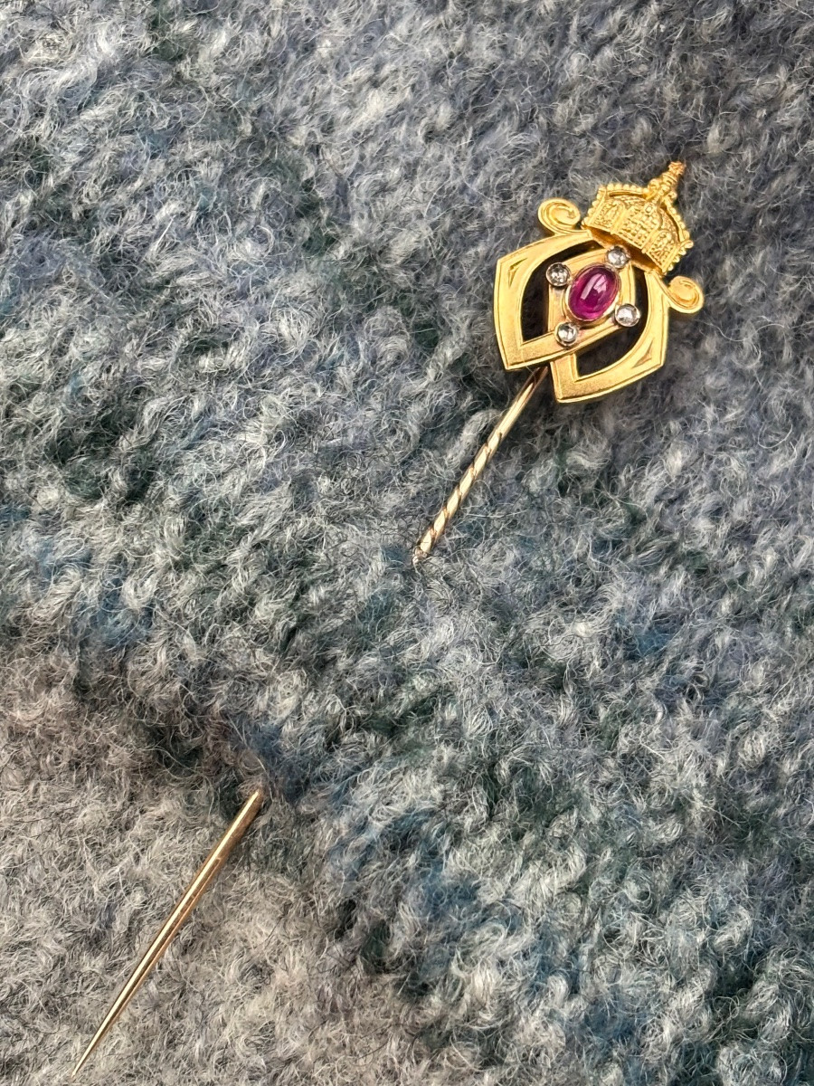 Épingle Or rubis, diamants -photo-2