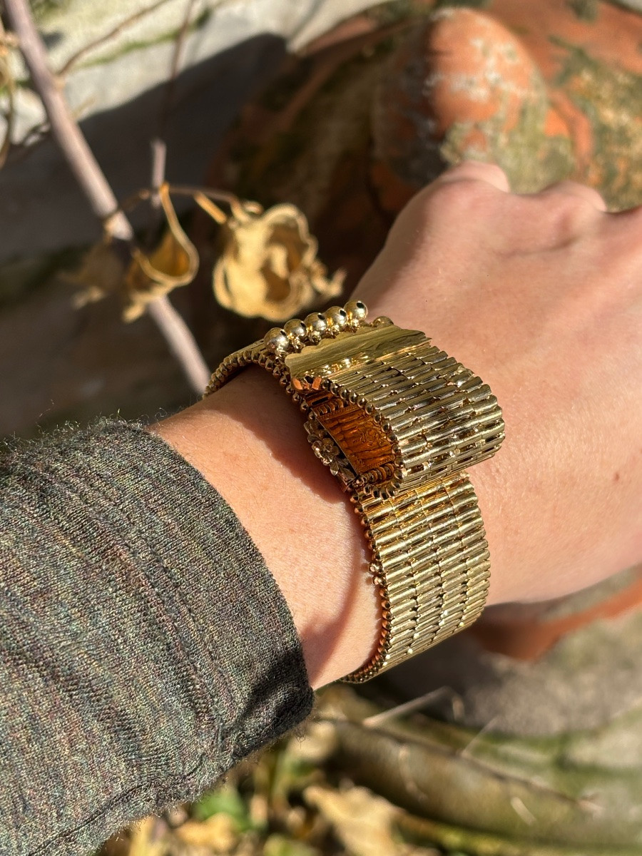 Bracelet manchette or 18 ct Louis Philippe -photo-3