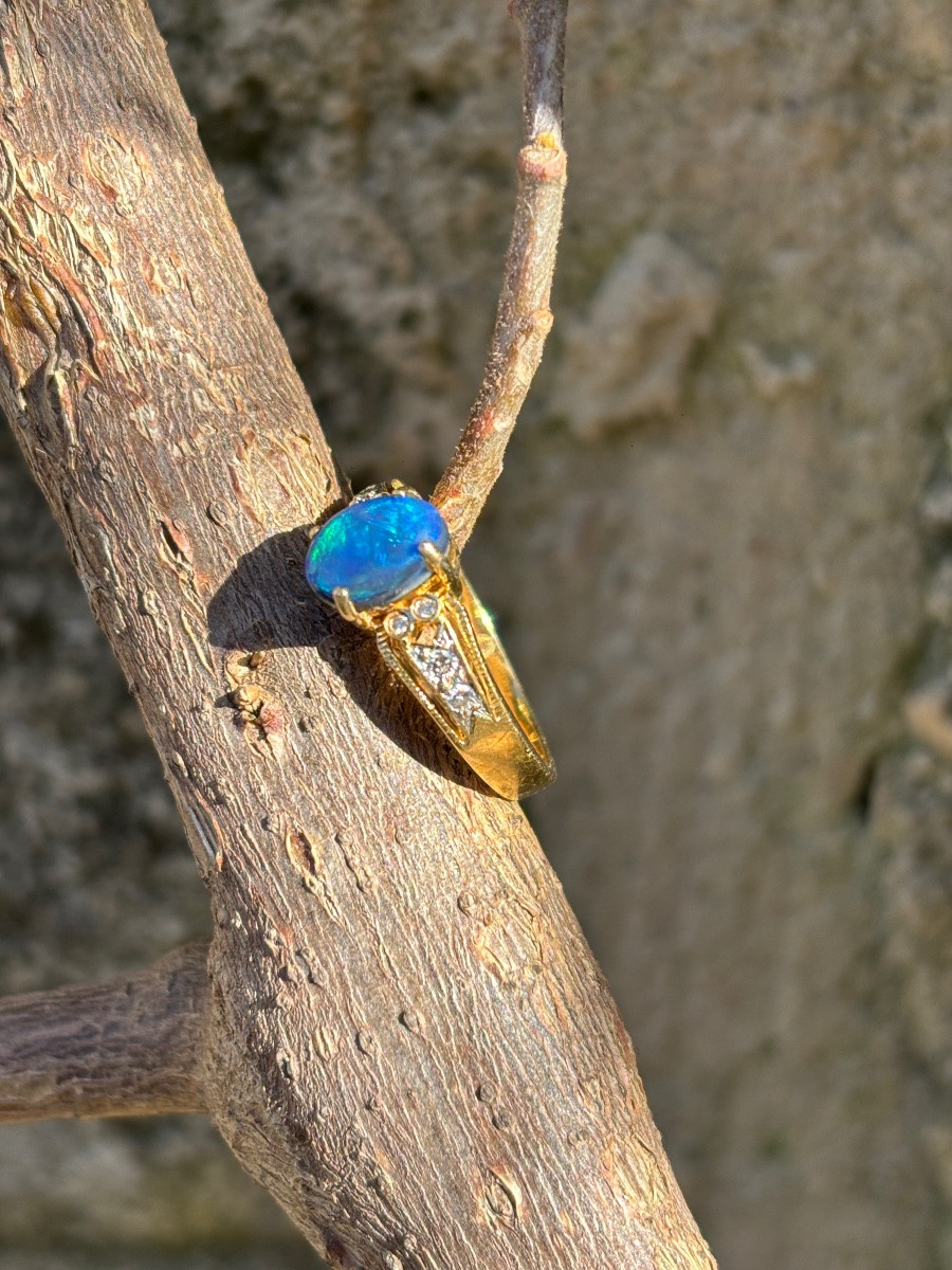 Gold Opal And Diamond Ring-photo-2