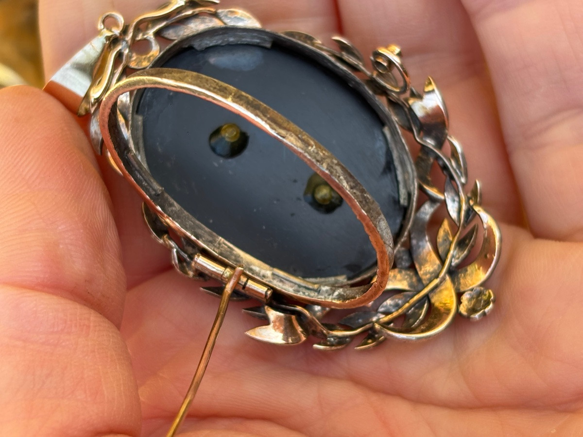 Broche pendentif or 18 ct, Onyx, Turquoises et perles fines-photo-4