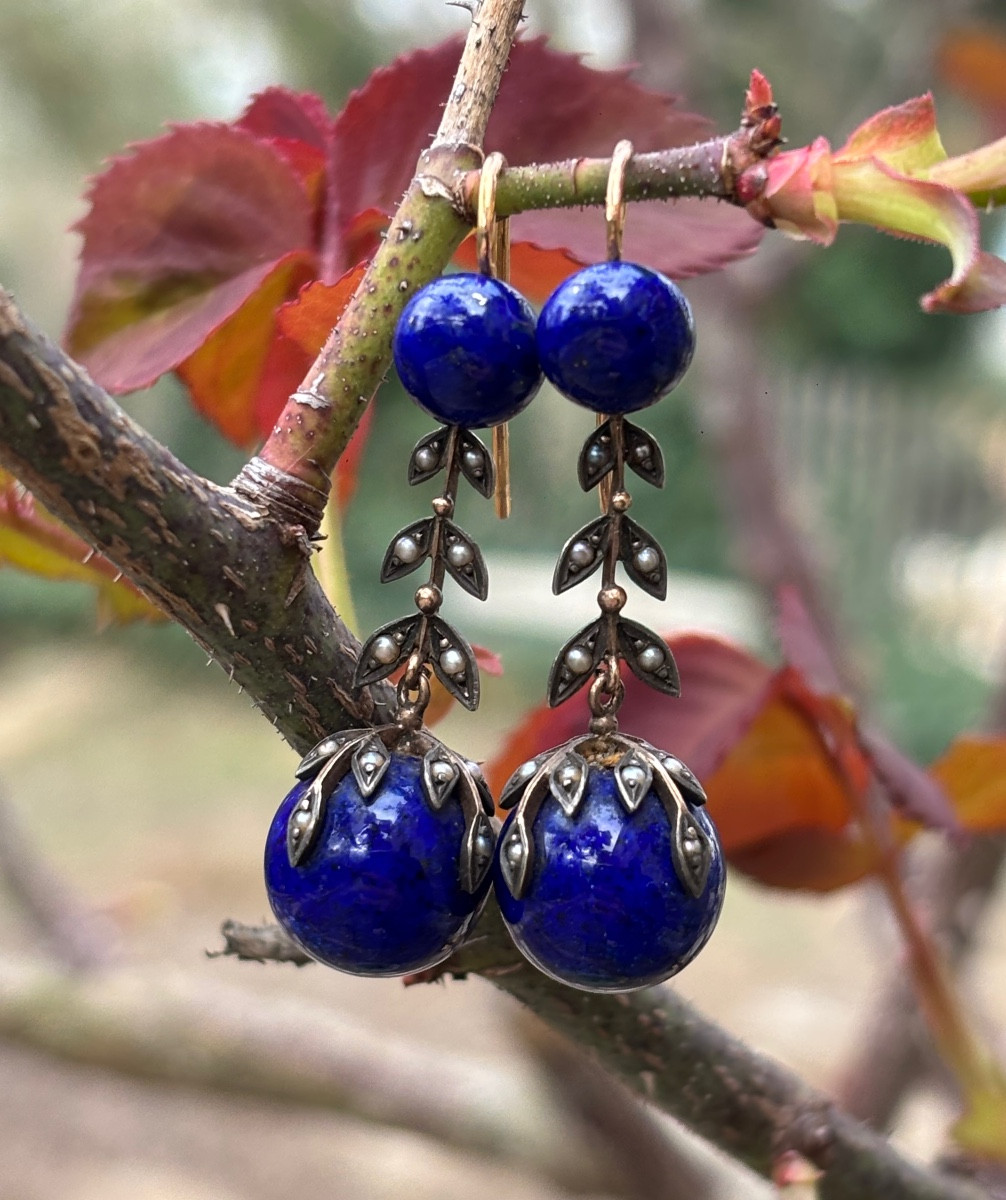 18 Ct Gold Earrings And Lapis Lazuli