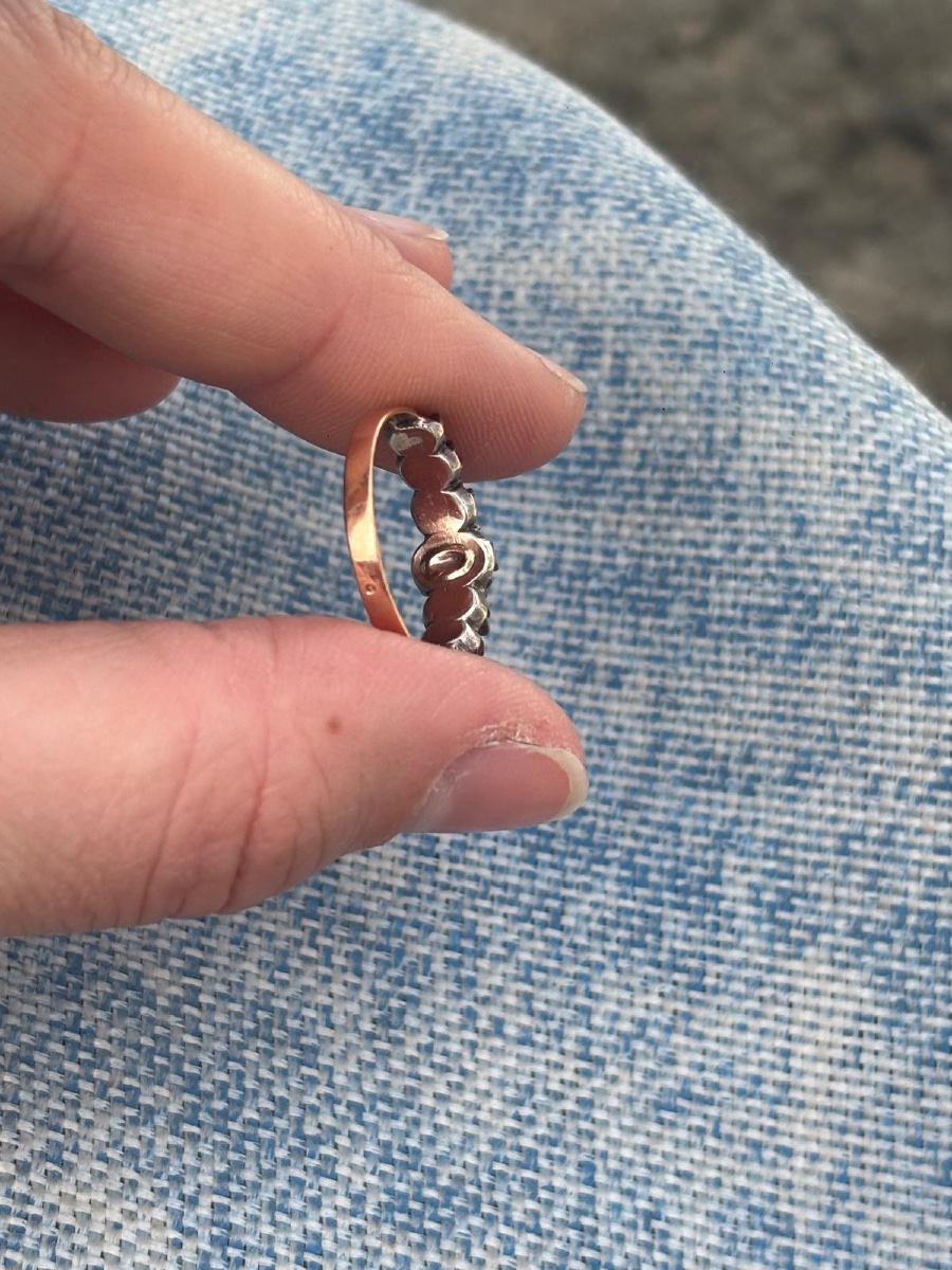 Bague jarretière diamants taille rose Or-photo-3