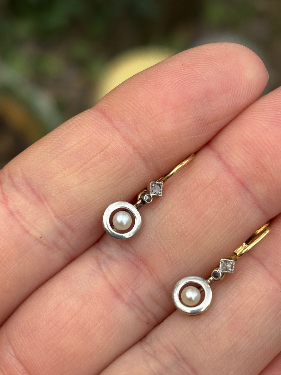 Boucles d’oreilles or 18 ct et perles fines-photo-2