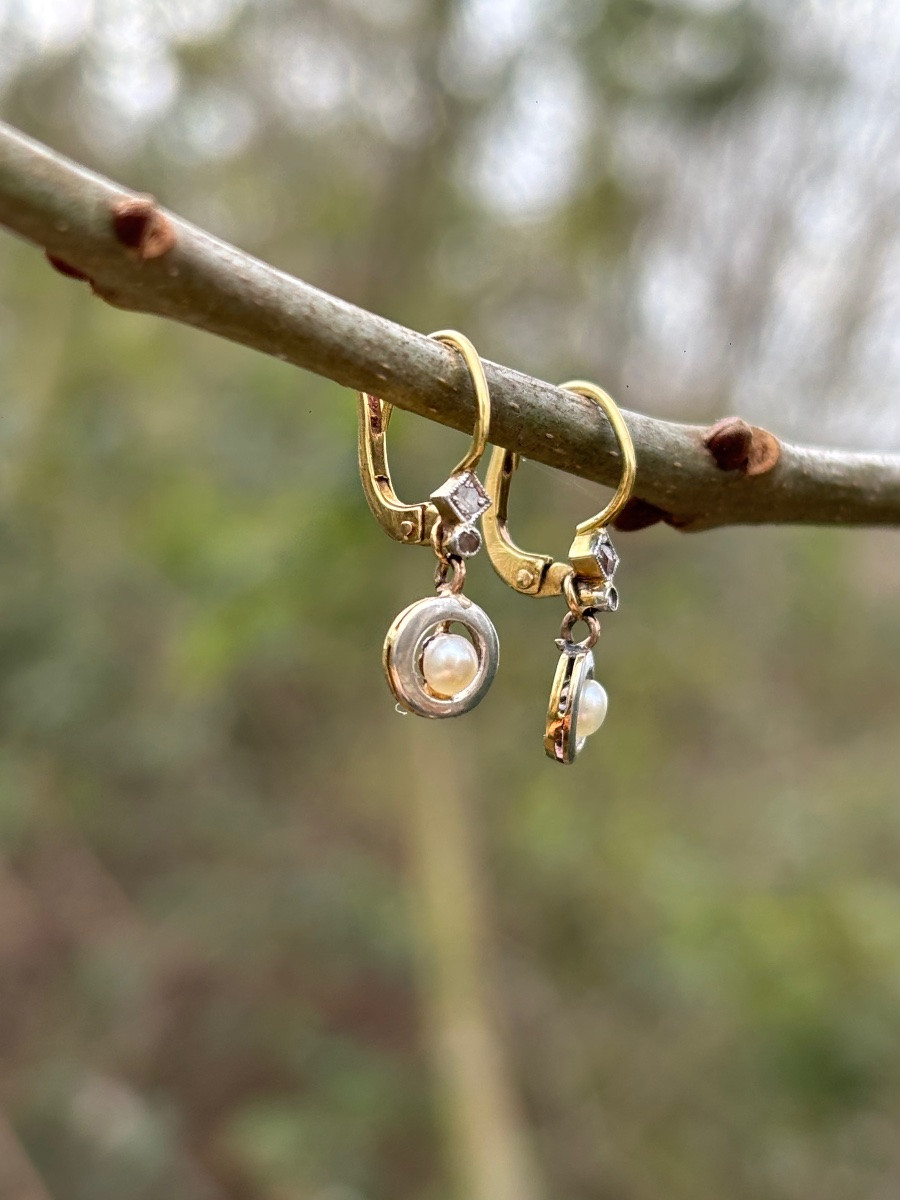 Boucles d’oreilles or 18 ct et perles fines-photo-1