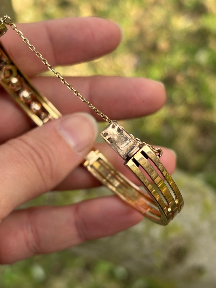 18 Ct Gold Bracelet And Perpignan Garnets -photo-3