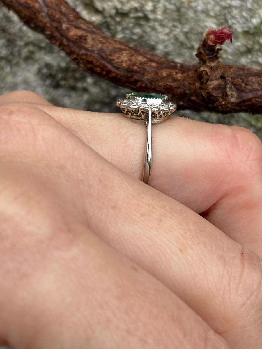 Bague Pompadour Émeraude et diamants-photo-3