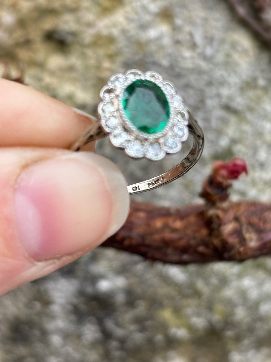 Bague Pompadour Émeraude et diamants-photo-4