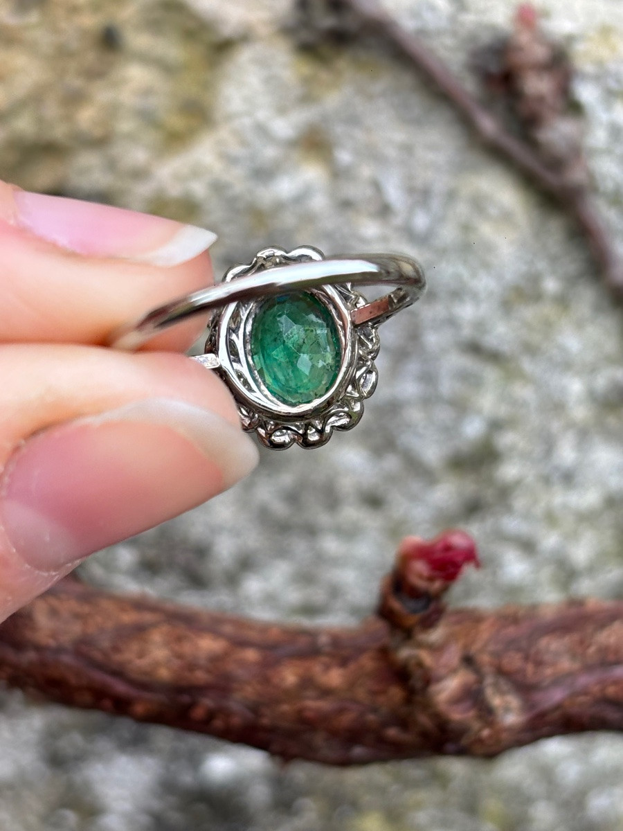 Bague Pompadour Émeraude et diamants-photo-4