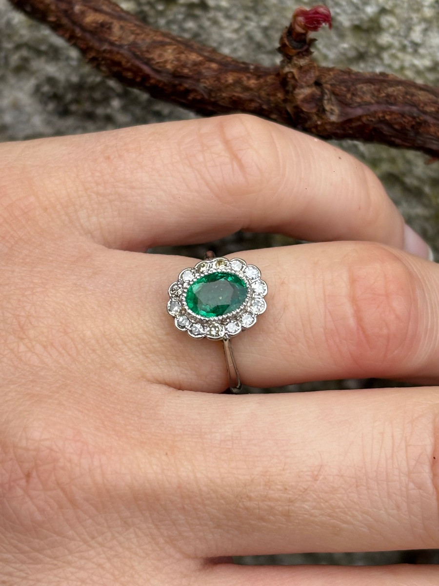 Bague Pompadour Émeraude et diamants-photo-5