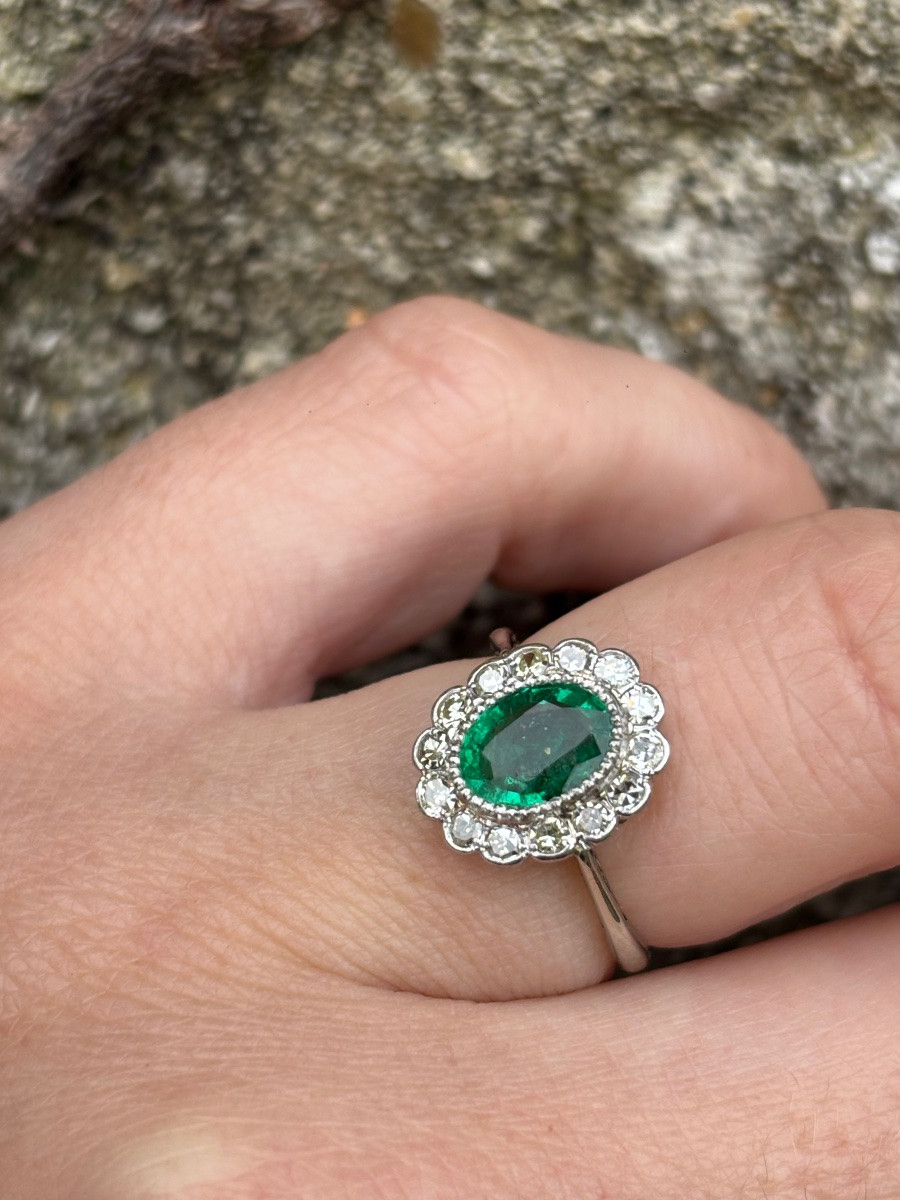 Bague Pompadour Émeraude et diamants-photo-6