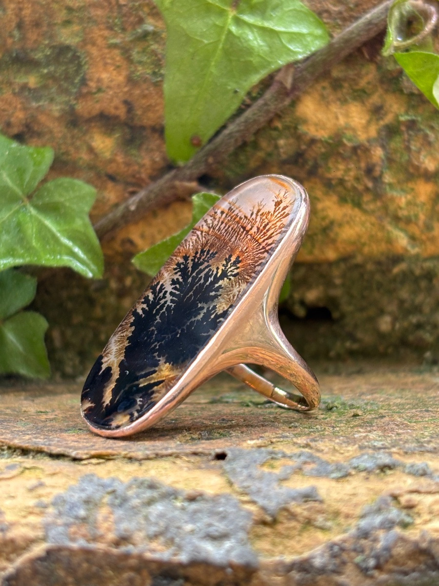 Bague Dendrite , Agate Herborisée et or 9 ct-photo-6