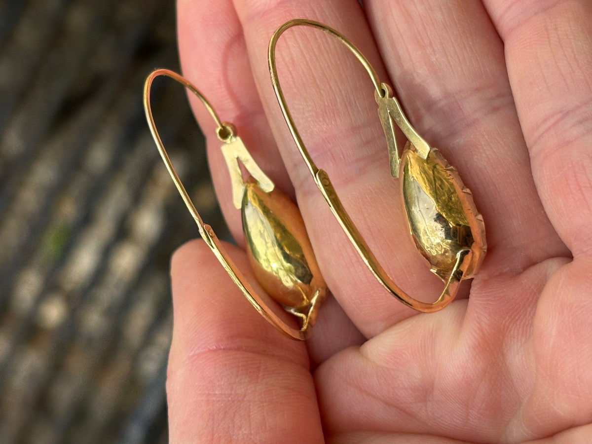 Large Sleep Et Earring(poissardes In French )citrine And 18 Ct Gold-photo-4