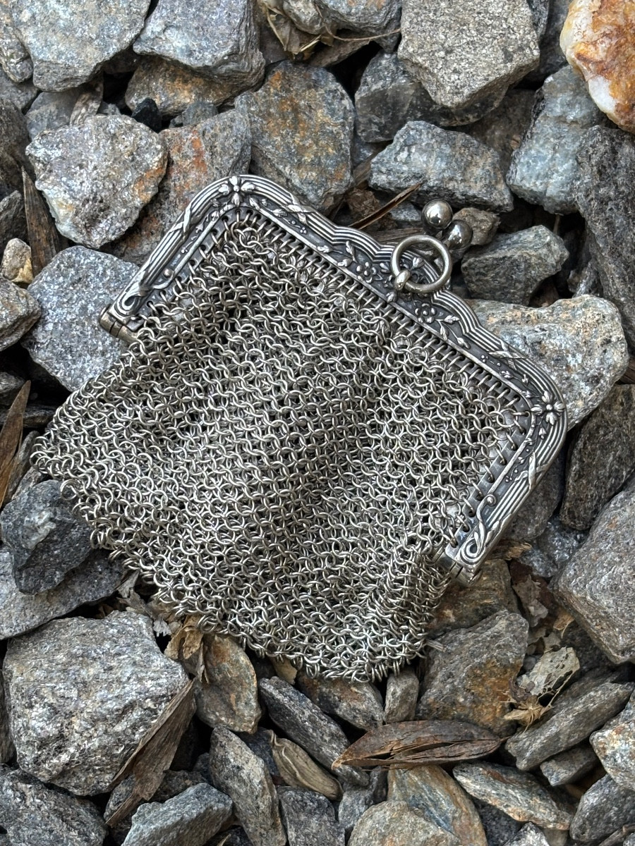 Bourse en Argent massif maille souple 