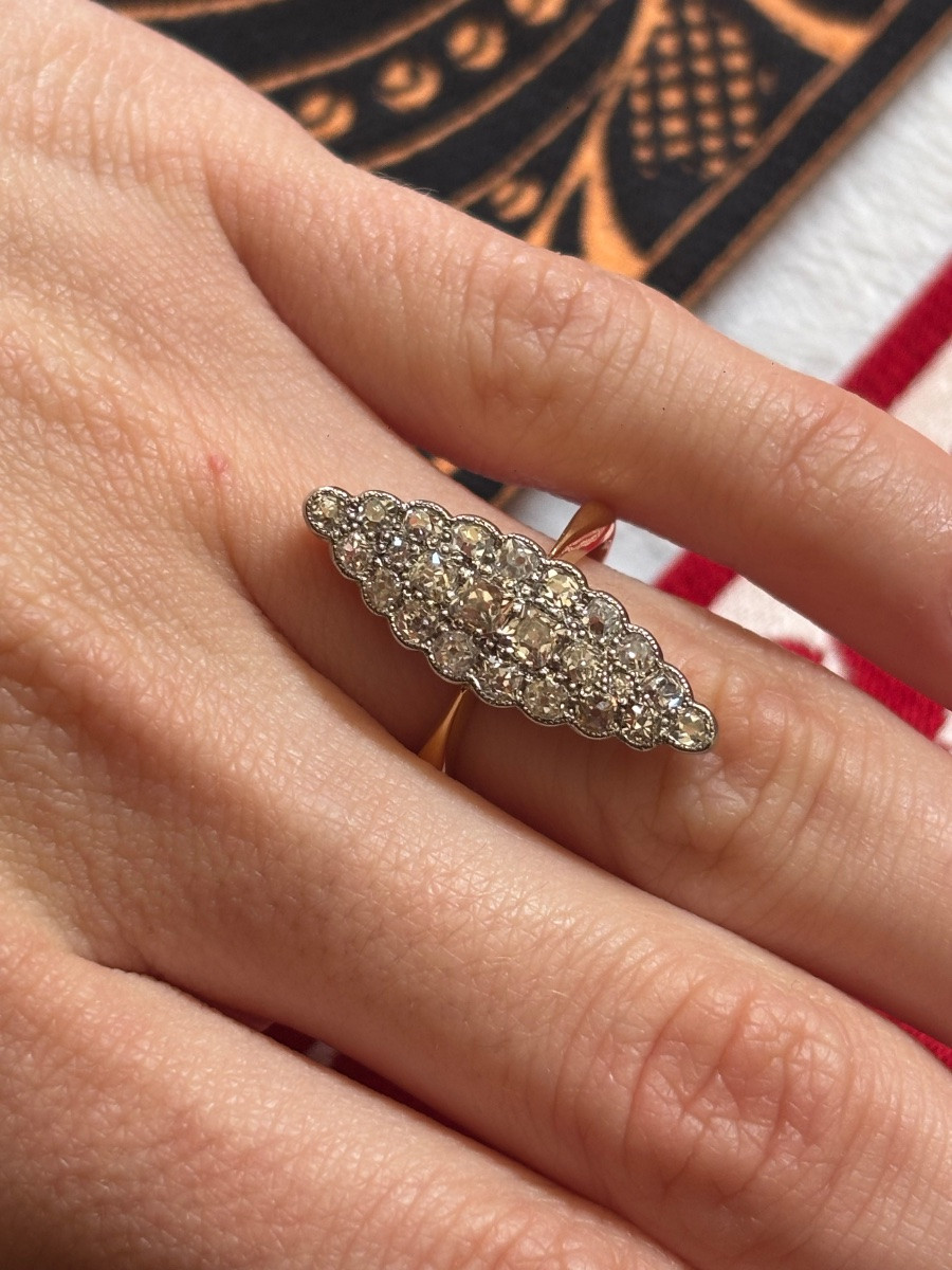 Bague Marquise Or 18ct et diamants -photo-2